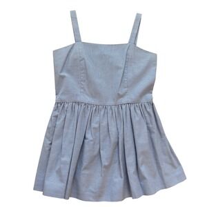 Ann Mashburn Blue White Striped Babydoll Peplum Top Sleeveless Cotton Small